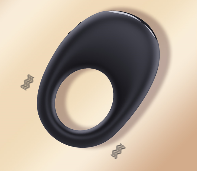 Anneau vibrant pour couple en silicone noir avec stimulateur clitoridien intégré