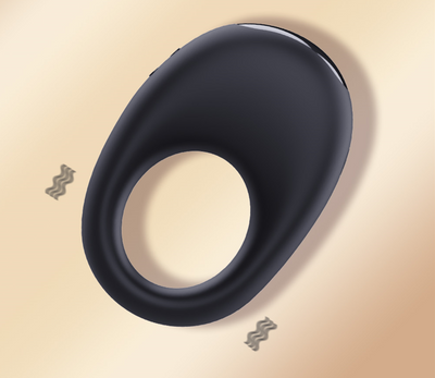 Anneau vibrant pour couple en silicone noir avec stimulateur clitoridien intégré
