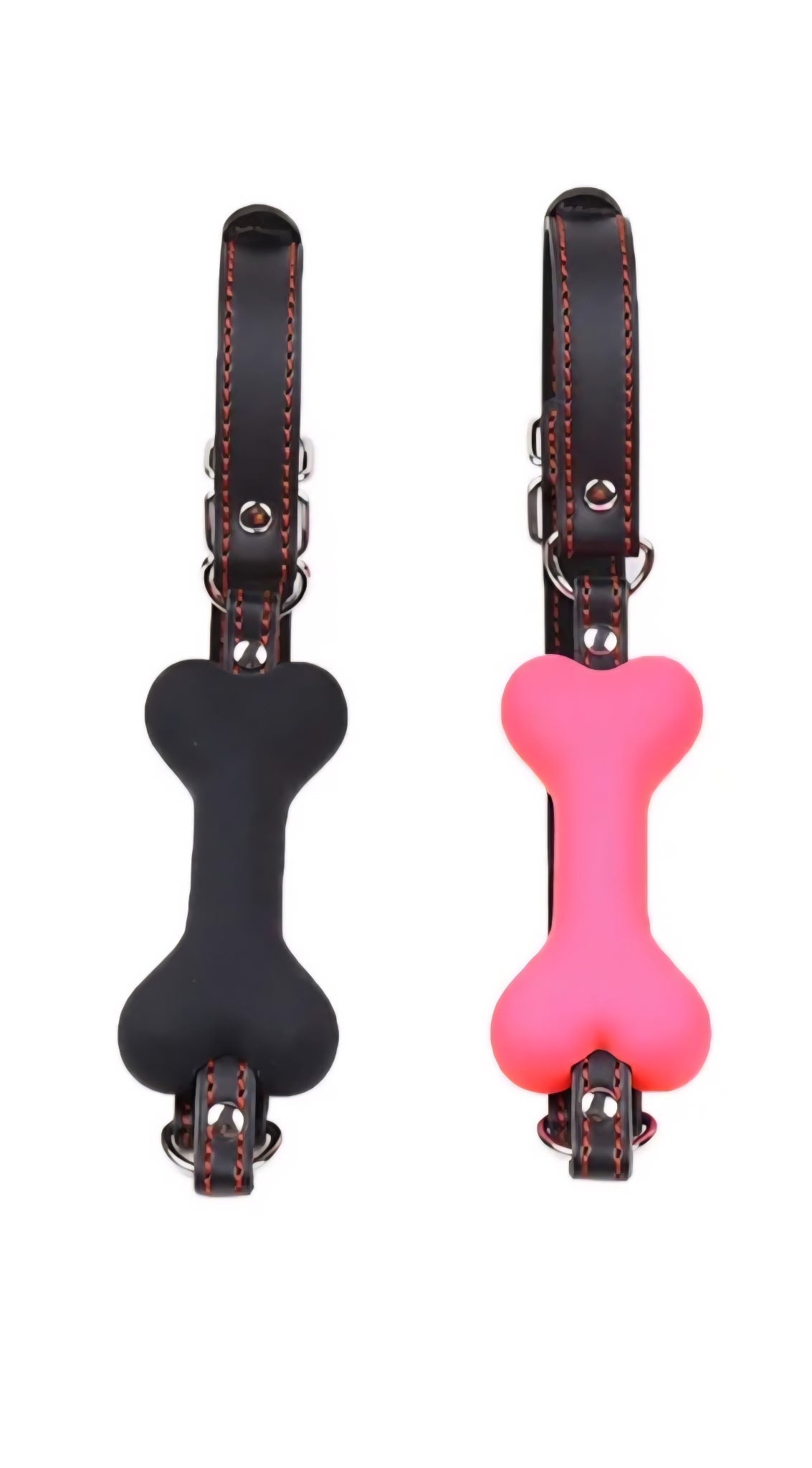 Bâillon en forme d'os en silicone noir rose rouge pour petplay BDSM