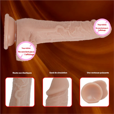 Gode réaliste avec ventouse 19,5cm - Silicone liquide waterproof