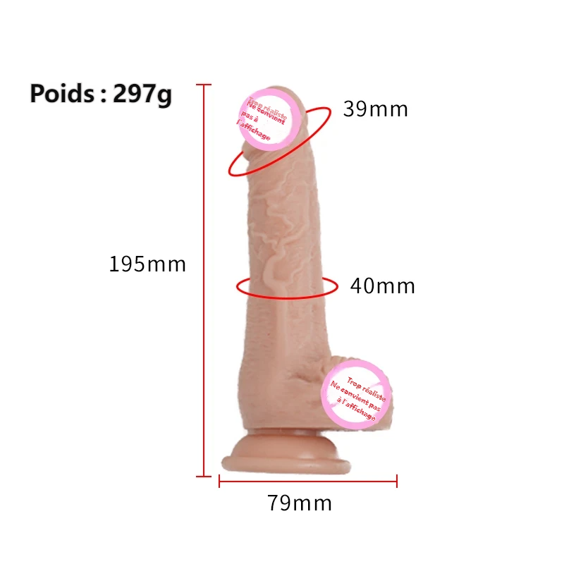 Gode réaliste avec ventouse 19,5cm - Silicone liquide waterproof