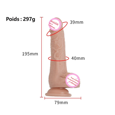 Gode réaliste avec ventouse 19,5cm - Silicone liquide waterproof