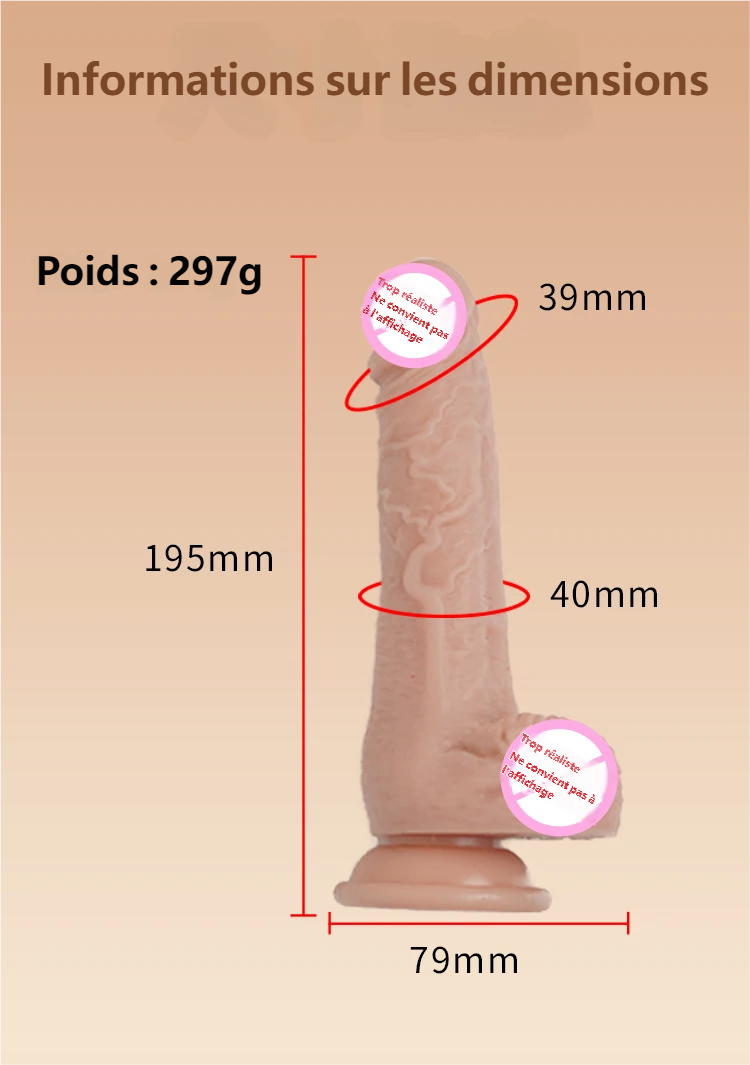 Gode réaliste avec ventouse 19,5cm - Silicone liquide waterproof